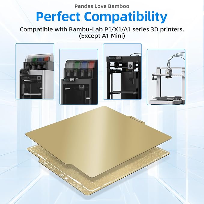 BIQU PyroGrip Smooth PEI+Textured PEI Build Plate for Bambu-Lab P1P P1S P2S X2D X1C X1E A1 257x257mm, Double Sided PEI Spring Steel Build Plate Flexible Sheet Print Bed Removable Surface Platform