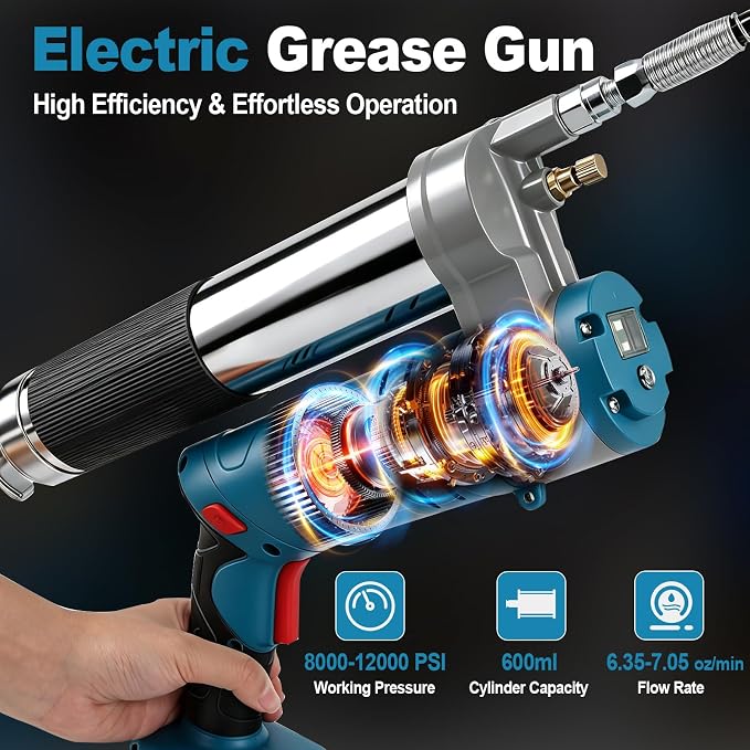 Cordless Electric Grease Gun Compatible with Makita 18V (Only Tool), 12000PSI Max, 7.05 oz/min, 180° Swivel Coupler, Fit for Cars, Trucks, Farm & Heavy Equipment
