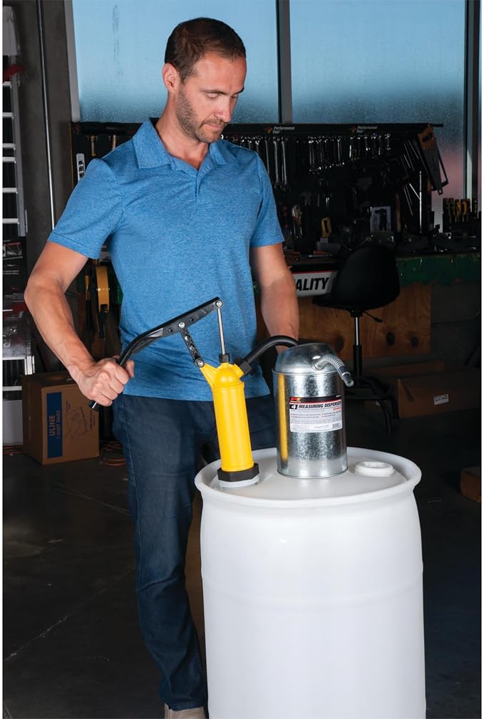 Performance Tool W54269 Yellow General Purpose Lever Action Barrel Drum Pump - Fits 15 to 55 Gallon Drums