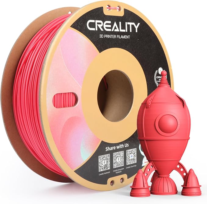 Creality PLA Matte 3D Printer Filament 1.75mm, Matte PLA 1kg Spool (2.2lbs), Dimensional Accuracy +/- 0.02 mm, Fits for Most FDM 3D Printers (Matte Strawberry Red)