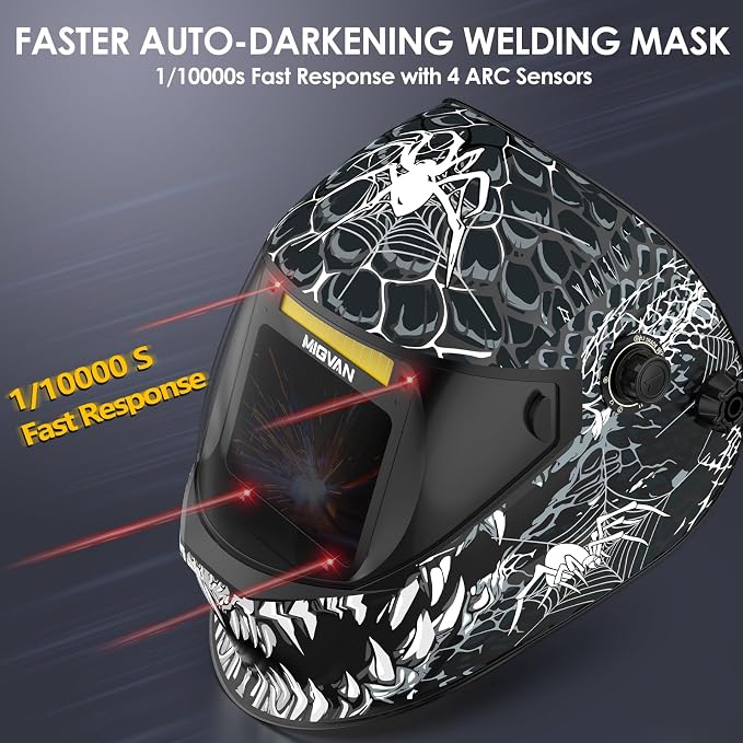 Welding Helmet Auto Darkening True Color Large Viewing, Welding Hood Solar/Rechargeable Battery Powered, Wide Shade 4/5-13 with 4 Arc Sensor, Optical Clarity Welding Mask for TIG MIG ARC Grind