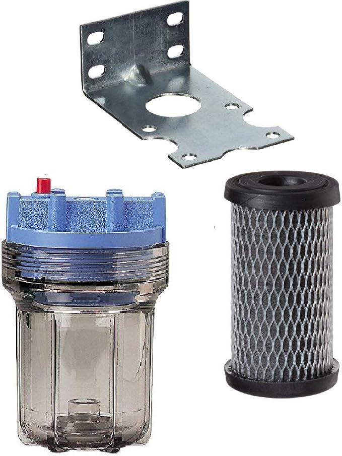 1/2" #5 Slim Line Clear Filter Housing System Kit | Complete with Bracket and C2 Filter | (158216, 244047, 155022-43)
