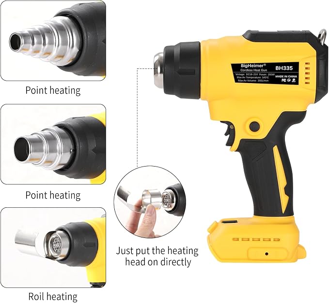 Cordless Heat Gun for DeWalt 20V Battery, 350W Hot Air Gun with Digital LCD Temp Control