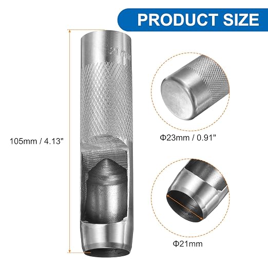 HARFINGTON 2pcs Leather Round Hole Punch, 21mm Hollow Hole Puncher Cutter Carbon Steel Circle Hole Punching Cutting Tool for Belt/DIY Leather Craft