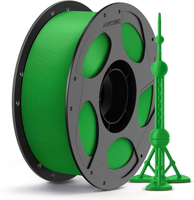 ANYCUBIC PLA Plus (PLA+) 3D Printer Filament 1.75mm, High Toughness 3D Printing Filament, Dimensional Accuracy +/- 0.02mm, Print with Most FDM 3D Printers, 1KG Reusable Spool, Green