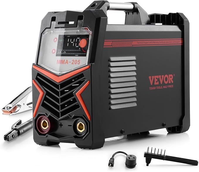 VEVOR MMA Welder, 205A 2-in-1 MMA Lift TIG Stick Welding Machine, 110/220V Dual Voltage IGBT Inverter Welder Machine with Digital Display, Hot Start Arc Force Anti-Stick (Lift Torch Not Included)