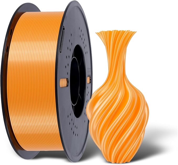 Kingroon Silk PLA 3D Printer Filament, Dimensional Accuracy +/- 0.03 mm, 1 kg Spool(2.2lbs), PLA Shiny Filament 1.75 mm (Orange)