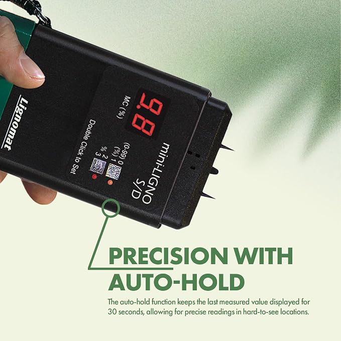 Lignomat Mini-Ligno S/D - Pin Moisture Meter & Tester for Construction, Maintenance, Flooring, Water Damage - Humidity Detection & Moisture Meter for Wood, Wall, Drywall & Firewood