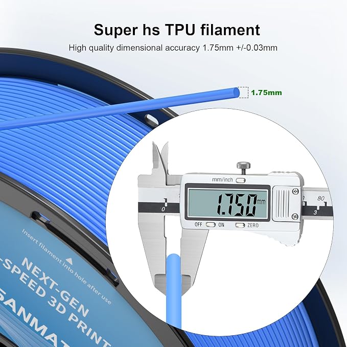 iSANMATE HS TPU Filament 1.75mm, Blue TPU 95A HF High Speed, 1kg | Flexible Tough Wear-Resistant Elastic; HF TPU 50-200mm/s; Compatible with Bambu Lab and Most FDM 3D Printer; for TPU Beginner