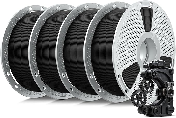SUNLU Nylon and PC-ABS 4-Pack Combo 1.75mm 3D Printer Filament, (4xBlack) | Includes PA6-CF 20% Carbon Fiber, PA12-CF, PA6-GF 25% Glass Fiber, PC-ABS, 4kg in Total, 1kg per Spool, 4 Pack, 4000g