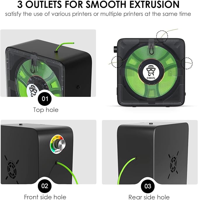 【EIBOS Official】 3D Printer Filament Dryer Easdry Box with Fan, Adjustable Temperature, Humidity Control & Spool Holder, Compatible with 1.75mm 2.85mm 3.00mm Nylon, PLA, ABS