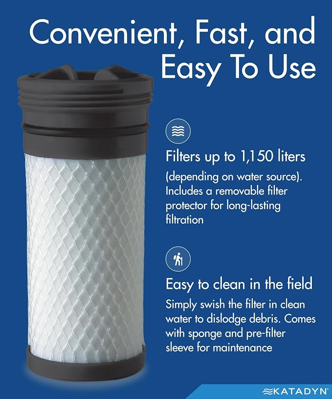 Katadyn Hiker Pro Replacement Cartridge with Field Maintenance Kit | Glass Fiber Microfilter Element for Hiker and Hiker Pro Water Filters, Backpacking Hand Pump Filter Cartridge