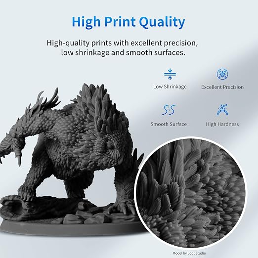 ANYCUBIC 3D Printer Resin, 405nm SLA UV-Curing Resin with High Precision and Quick Curing & Excellent Fluidity for LCD 3D Printing (Black, 1kg)