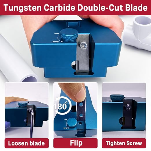 9-in-1 Inner-Outer PVC Pipe Deburring Tool Kit, Adjustable Chamfers PVC Chamfer Tool for 9 Sizes: 0.5 Inch to 4 Inch Plastic Pipes, Professional Effective PVC Pipe Reamer for SCH40 PVC.(Blue)