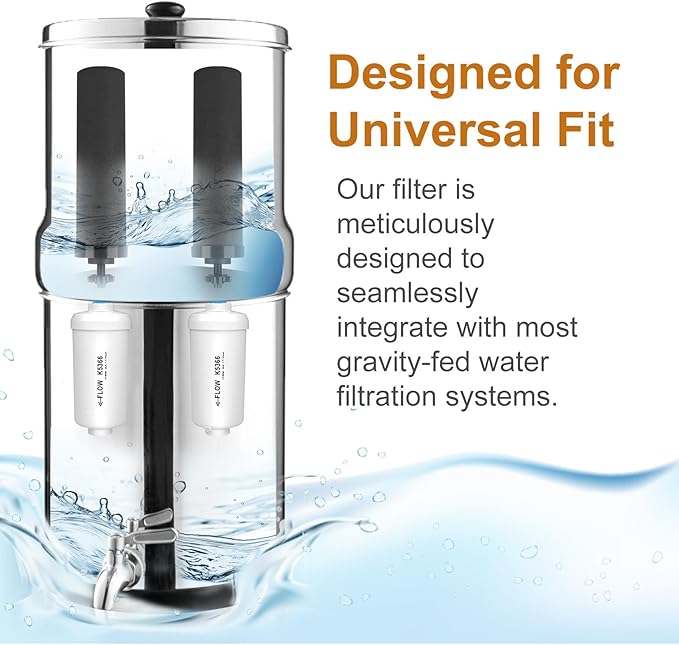 Water Filter Replacement for Berkey®, 2 Black Carbon Filters and 2 Fluoride Filters Compatible with Berkey® Gravity Water Filter System