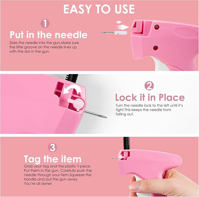 Stitch Gun for Clothes - Handheld Stitch Gun Quick Clothing Fixer - Tagging Gun - Includes 6 Needle, 1000 Black Fasteners & 1000 White Fasteners