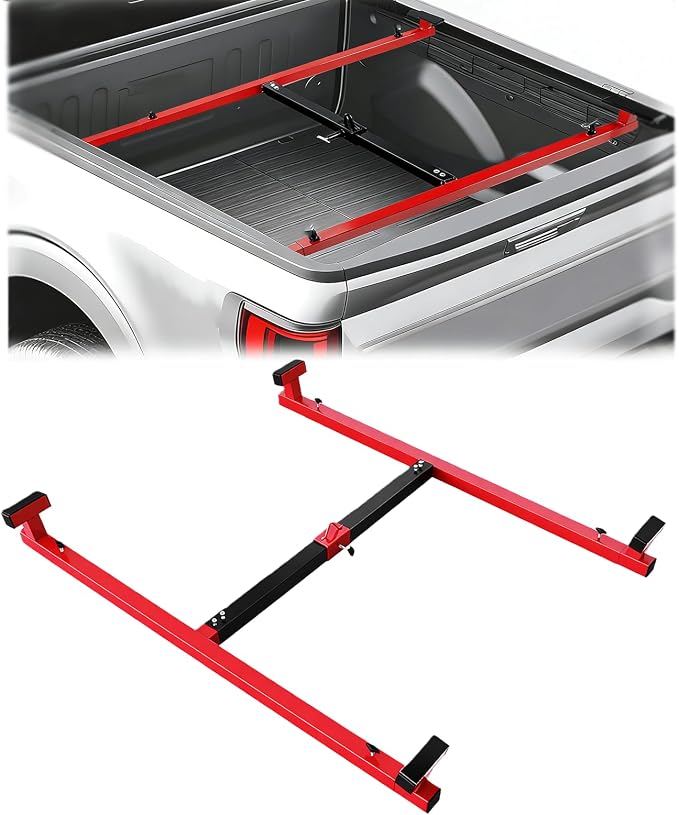 Adjustable Universal Truck Bed Lifter Box Lift for Lift Pickup Beds Powder Coated Heavy Duty Steel Lift for Pickups Trucks, 800 LBS Capacity, Black Red