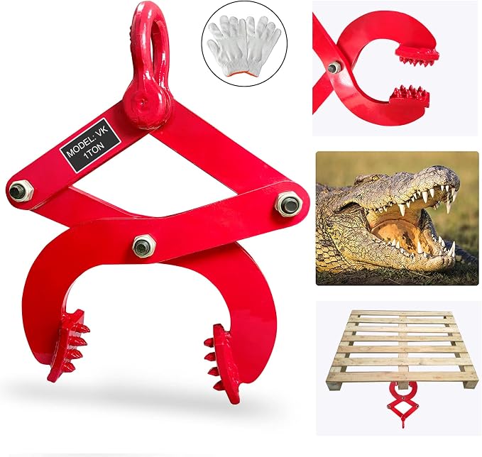 Pallet Puller 1T/2205lbs Capacity Heavy Duty Steel Single Scissor for Pulling Pallets, Woods and Other Things Easily, 5.5 Inches Bigger Jaw Opening Pallet Grabber