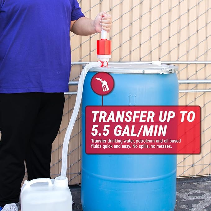 55-Gallon Drum Pump Manual Barrel Siphon for Drinking Water (2 Pumps) | Heavy Duty, Food Grade, BPA Free, For Emergency & Disaster