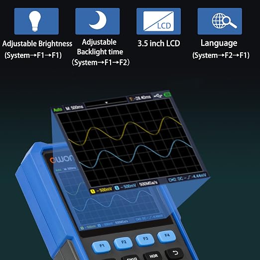 70MHz Bandwidth Oscilloscope, OWON HDS272 Dual Channel Oscillograph, with Digital Oscilloscope Multimeter Tester Functions for Auto Measurement Educational Laboratory Testing OWON HDS272/70MHz/2CH