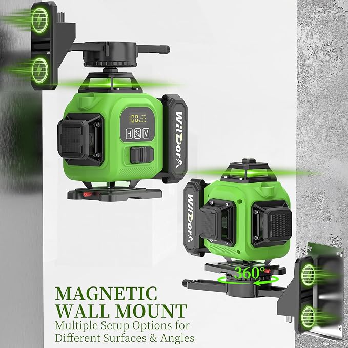Laser Level 360 Self Leveling with Tripod, Remote Control 4D Green 16 Line Laser Leveler Tool with 2x4800mAh Li-ion Batteries & Hard Carry Case, Laser Level for Construction & Renovation