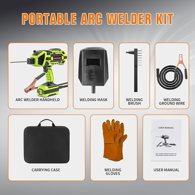 110V 120Amp Welding Machine Handheld Portable ARC Welder Gun Hand Held Welder Machine & 3/32" Stick Welding Electrode Rods 1LB