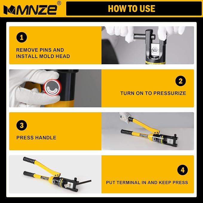 16 Ton Hydraulic Cable Lug Crimper Pliers 6 AWG to 600 MCM Hand Operated Hydraulic Crimping Tool Kit Wire Terminal Lug Battery Crimping Crimper with 11 Dies