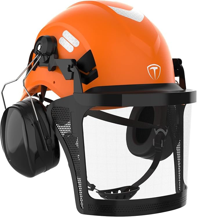 TOOLIOM Chainsaw Helmet with Face Shield and Ear Muffs, Forestry Safety Helmet, ANSI Z89.1 Certified Arborist Helmet, Chainsaw Safety Equipment (with Anti-Fog Goggles)