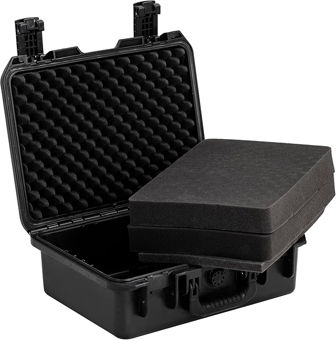 MEIJIA Premium Waterproof Hard Camera Case,Hard Case with customizable fit foam,Full Protection with Light&Convenient Design,Elegant Black (16.19"x12.69"x6.62")