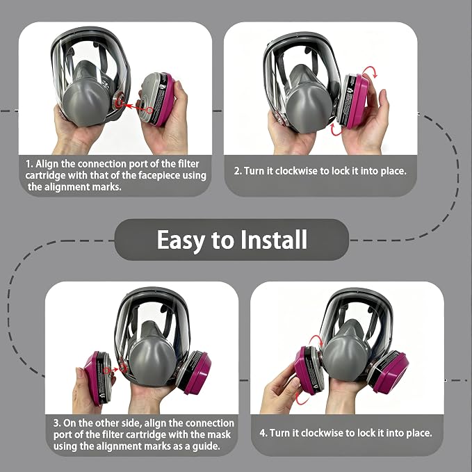 Gas Mask Full Face Respirator Mask with Filters Reusable Paint Mask Dust Mask for Painting Sanding Spraying Welding