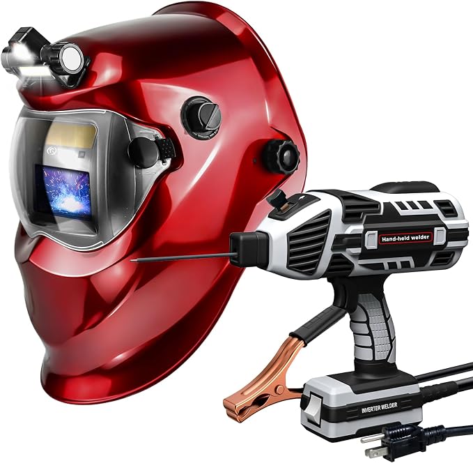 TRQWH Portable Welder Machine 110V ARC Handheld Welder & Auto Darkening Welding Helmet