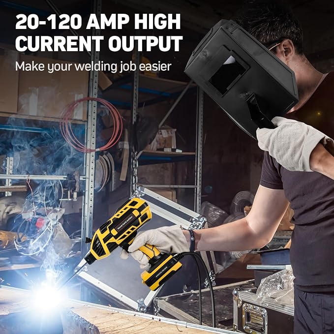 Handheld Welding Machine, 110V IGBT Inverter Portable Welding Machine with 6 Variable Current Adjustment, 20-120Amp Welding Output Handheld ARC Welder Gun for 1/16"-1/8" Welding Rods