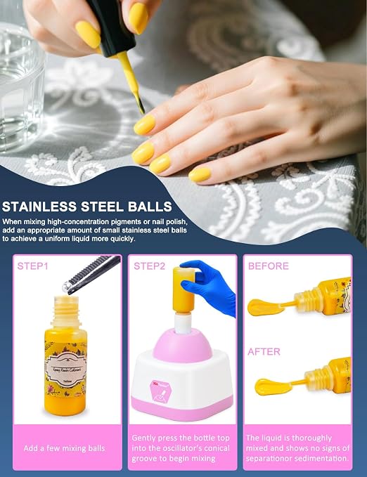 Xin Tester Lab Mini Vortex Mixer, 100ml DIY Model Paint Shaker Nail Polish Mixer Machine 3000RPM, Eyelash Adhesives Pigment Tattoo Ink Mixing with 120pcs Balls - Pink