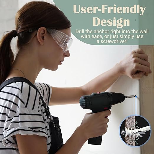 Reinforced Nylon 66 Heavy Duty Wall Anchors for Furniture, 90lb, Bulk Pack for Remodel, Multi-Room Projects, 50 Wall Anchors for Drywall and 50 Drywall Screws, Hang Home Decor, Tv Mount, Wall Decor