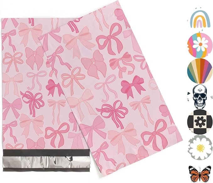6x9 Poly Mailers – Coquette Bows Design – Waterproof, Tear-Resistant Shipping Bags with Adhesive Seal – 100 Pack – Package Mint