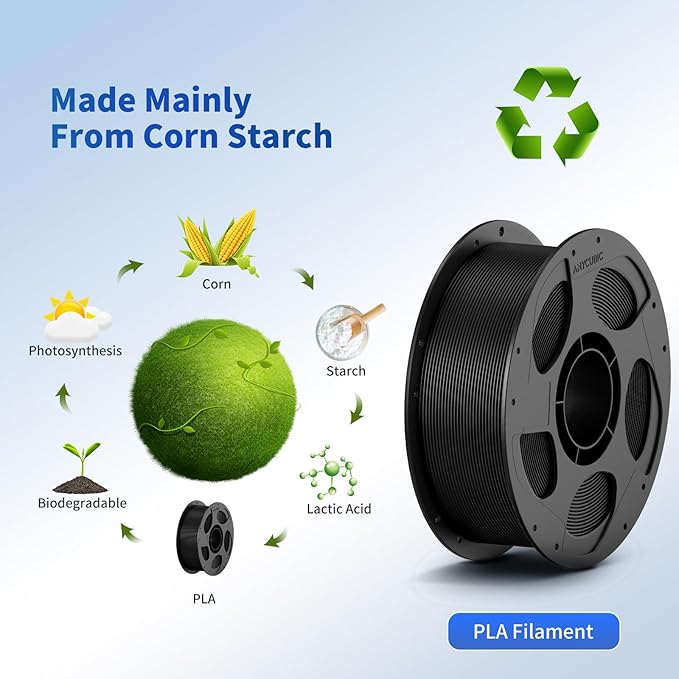 ANYCUBIC PLA 3D Printer Filament Bundle 4KG, 3D Printing PLA Filament 1.75mm Dimensional Accuracy +/- 0.02mm, 4 Pack 1KG Reusable Spool(2.2 lbs) Texture Grey, Black, White, Blue