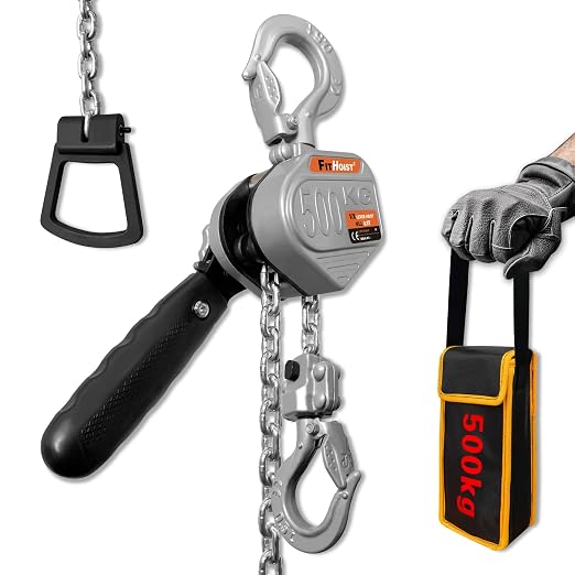 1/2 Ton Mini Lever Hoist, Chain Hoist Come Along 10FT, Aluminum Alloy Small Puller Hoist G80 Chain with Safety Hook, for Lifting Pulling Garages Warehouse, Presents for Dad Husband Men