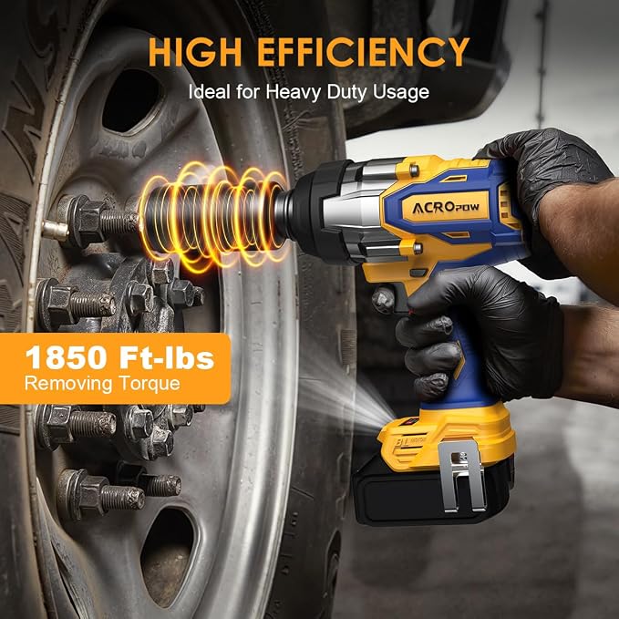 Cordless Impact Wrench 3/4" for DEWALT 20V Battery | High Torque 1850FT-LBS Brushless Impact Driver, Auto-Stop Reverse, Variable Speed, Heavy Duty Impact Gun (Bare Tool)