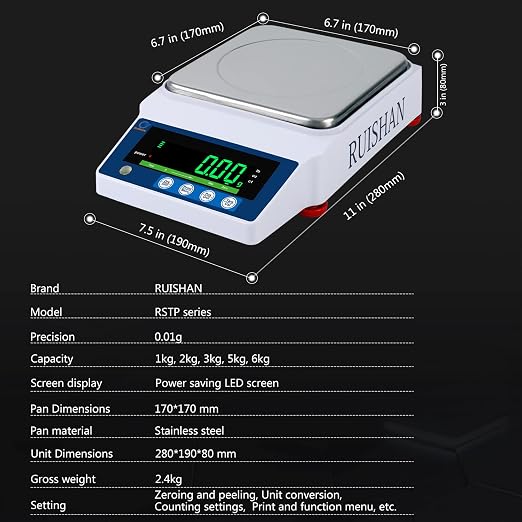 Lab Scale 5000gx0.01g High Precision Scientific Electronic Digital Laboratory Lab Weight Analytical Balance Scale .01g Accuracy Jewelry Pharmacy Chemistry Industria Calibrated Gram Scale
