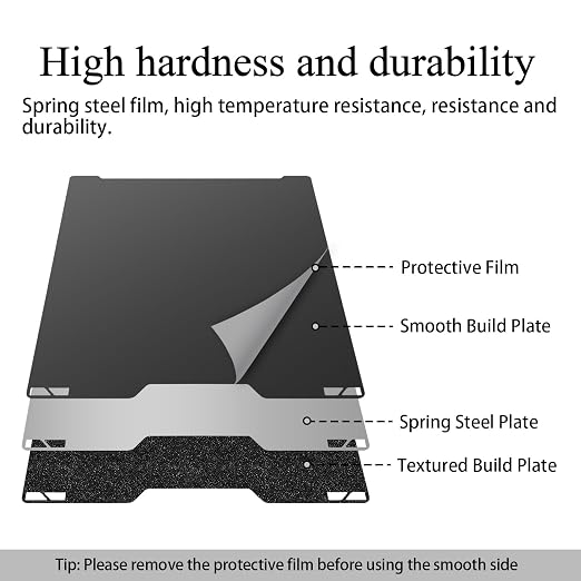HzdaDeve H2C Build Plate for Bambu Lab A2L Combo Dual-Textured and Smooth PEI Plate Sheet Heated Bed Spring Steel Flexible Platform Black Board for 3D Printer Accessories (Black)