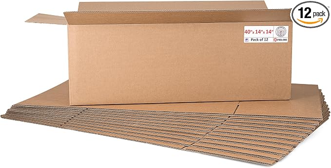Long Cardboard Boxes 14"L x 14"W x 40"H (Pack of 12) - USA-Made Packing Boxes for Moving, Shipping, or Storage - USPS, UPS, FedEx Approved - Professional Packing Supplies for Moving | USA-Made Packing Boxes for Moving, Shipping, or Storage - USPS, UPS,...