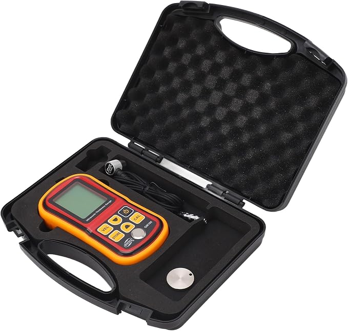 Digital Ultrasonic Thickness Large LCD Display Sound Speed Meter Auto Calibration 5MHz 1.2-300mm for Metal Steel Plate Plastic Ceramic (Without Battery)