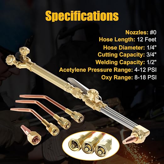 Oxygen Acetylene Torch Kit, Cutting Torch Kit, Professional Brazing Set, Gas Welding Kits, Portable Oxygen Acetylene Welder Include Nozzles, Check Valves, Regulator, Hoses, Gauges, Storage Case Blue