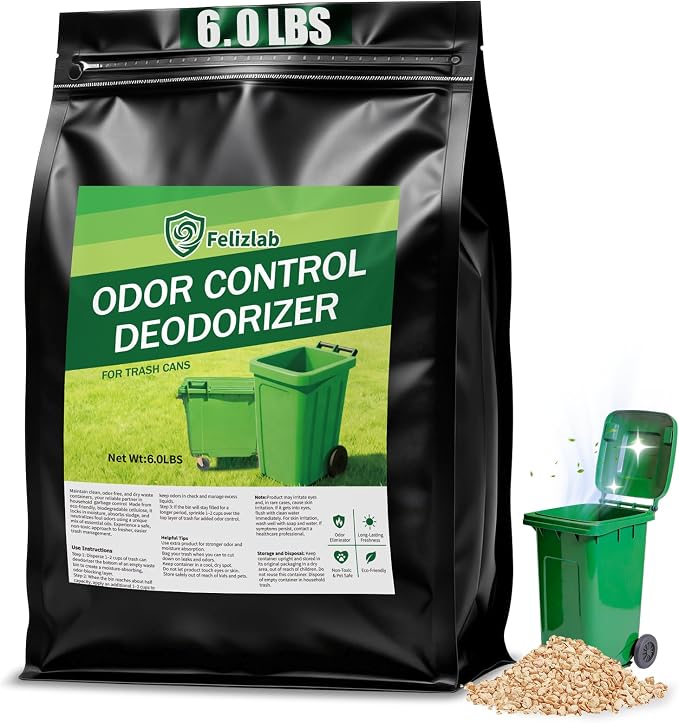 Outdoor Trash Can Deodorizer 6 lbs, Industrial Strength Garbage Can Odor Eliminator & Moisture Absorber for Outdoor Trash Cans, Waste Containers & Recycling Bins, Heavy Duty Long Lasting Odor Control