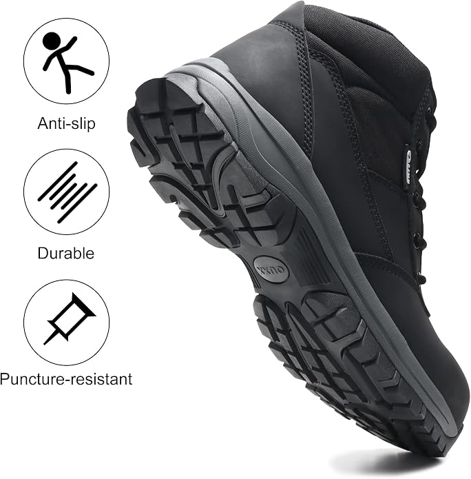 5" Waterproof Steel Toe Work Boots for Men, Safety Shoes with Side Zipper, ASTM F2413-18 Certified, Puncture-Proof Kevlar Midsole, Oil & Slip Resistant Rubber Sole, Construction Safety Boots(OX2518)
