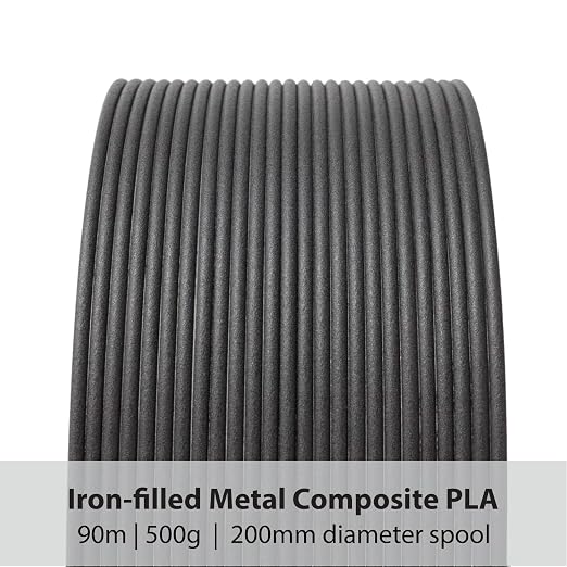Protopasta Ferromagnetic Iron PLA 3D Printer Filament | ProtoPlant Metal-Filled PLA Plastic Printer Filament with 45% Iron | Patina Friendly Metal Composite Filament | 500g Metallic Spool