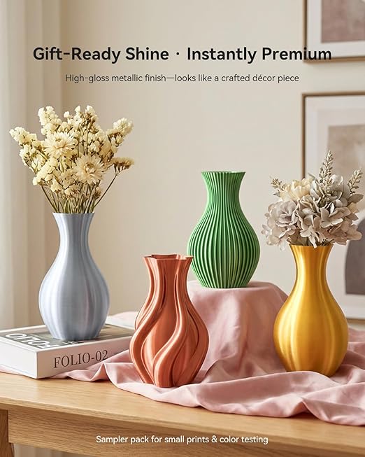 250g Silk PLA+ Filament 1.75mm Bundle, SUNLU 3D Printer Filament Glossy, Smooth Silky Surface, 250g Spool, 8 Rolls, Gold+Silver+Red+Bronze+Copper+Blue+Pink+Orange