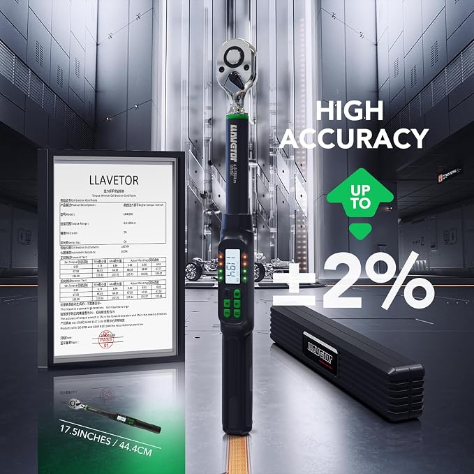 Digital Torque Wrench 1/2 Drive, 5-99.5 ft-lbs, for Bicycle Moto&Car Maintenance