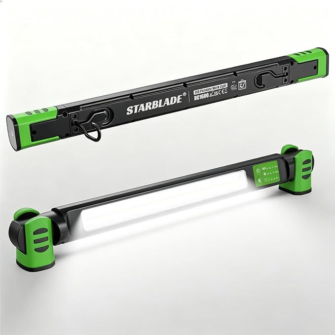 Underhood Magnetic Work Light for Mechanics, 4 Modes 2700K-6500K LED, 7800mAh 12H Battery, IP65 Waterproof, USB-C Rechargeable Hood Light for Car Repair/Garage/Emergency (Green)