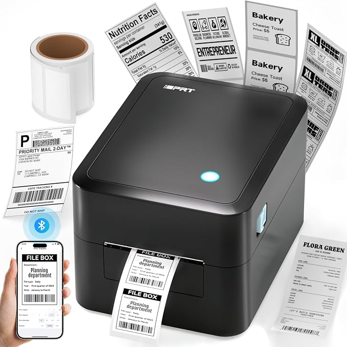 iDPRT Desktop Label Maker Bluetooth Thermal Shipping Label Printer for Parcel Shipping, Small Businesses, Offices, and Home, Sticker Printer Supports Amazon, TikTok, Etsy, Shopify, USPS, etc